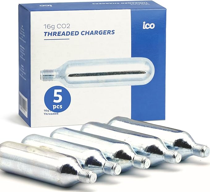Cargadores de Gas CO2 16gr c/5 pza CON ROSCA